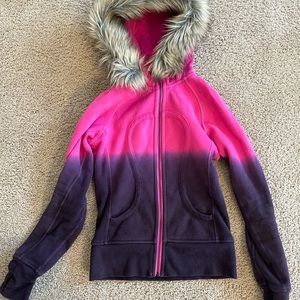 Lululemon Special Edition Fur Trim Scuba Pink Purple Ombré Dip Dye Hoodie 2